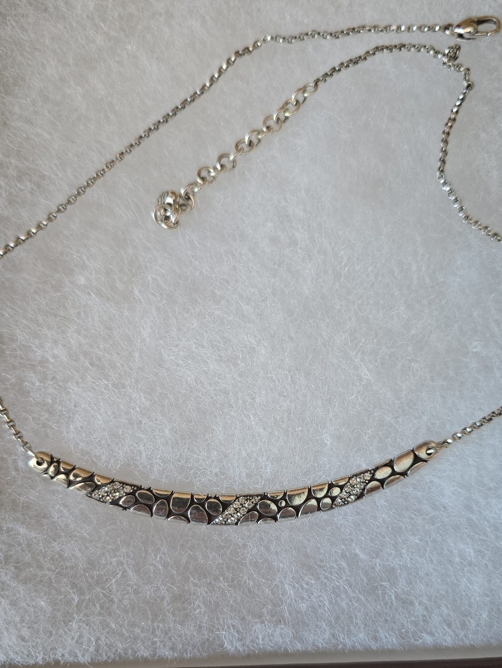 Brighton Pebble Ice Crystals Silver Curved Collar Necklace